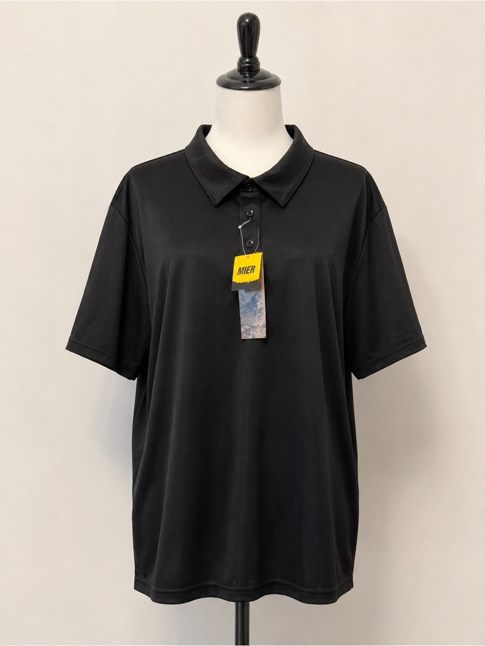 MIER Men’s Black Short-Sleeve Polo Size XL